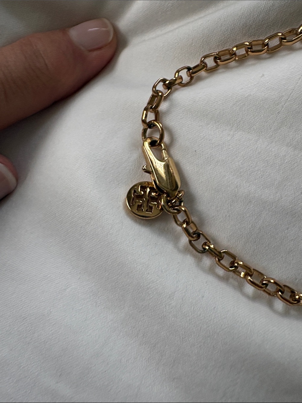 Tory Burch gold brass logo station necklace - Picture 4 of 4